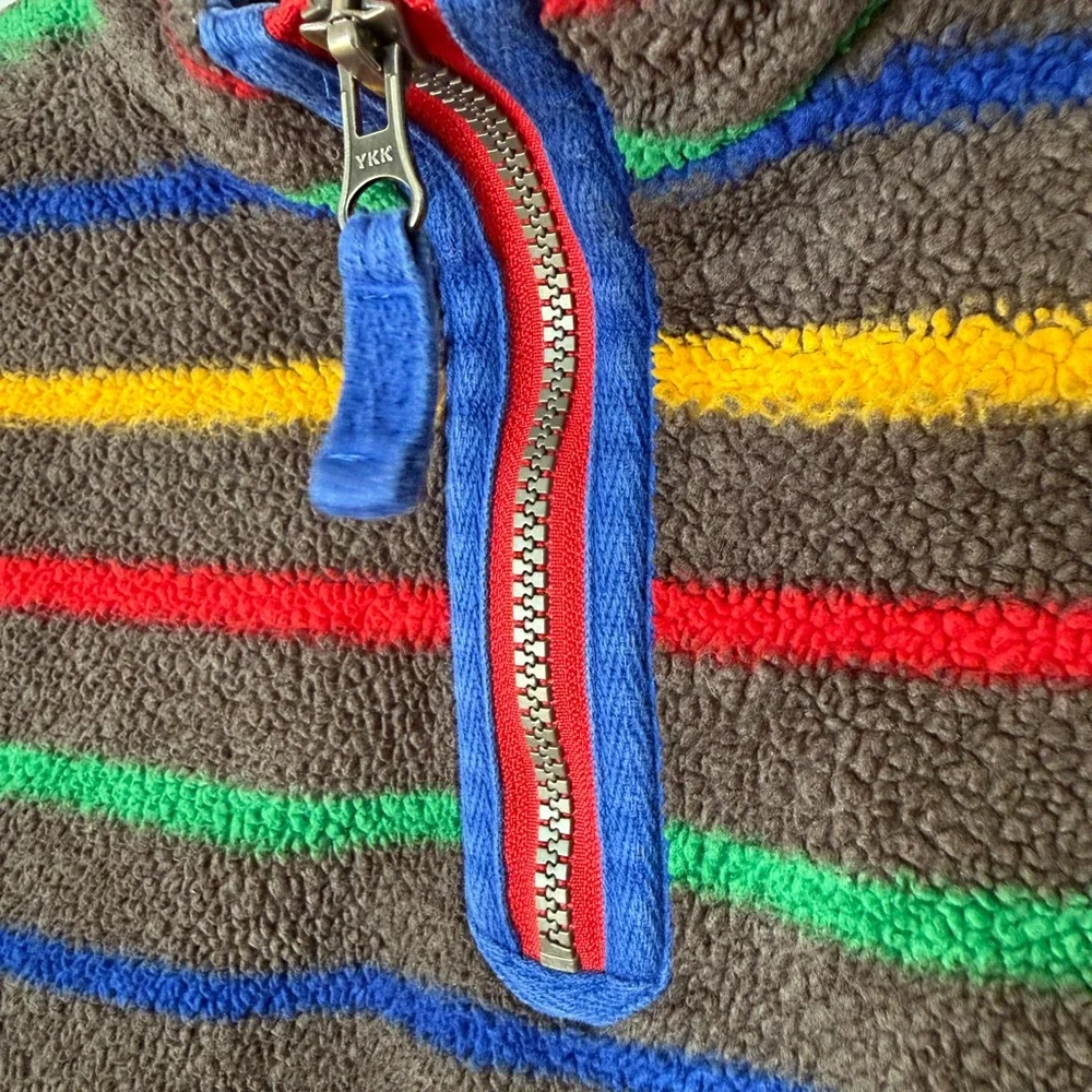 Hanna Andersson Kids Multicolor Striped Sherpa Quarter-Zip Fleece